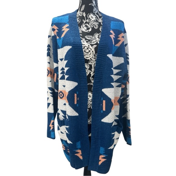 None Sweaters - Oversized Southwestern Aztec Cardigan Sweater – Size XL